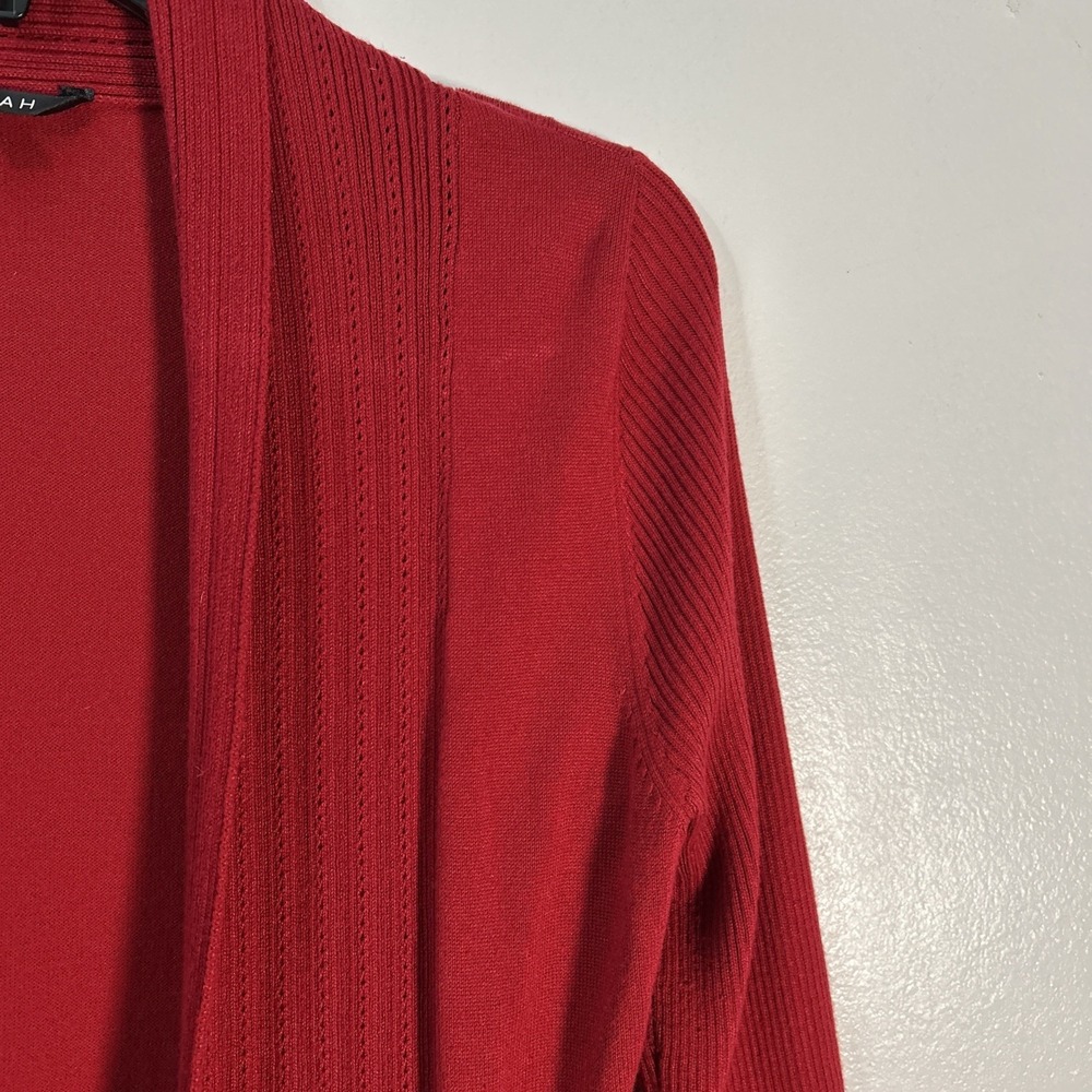 Hannah Women S Red Cardigan Sweater Open Front 6378 - Picture 6 of 7